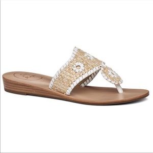 Jack Rogers raffia white wicker sandals Size 6